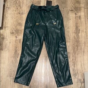 Marc New York Women's Dark Green Leather Pants
